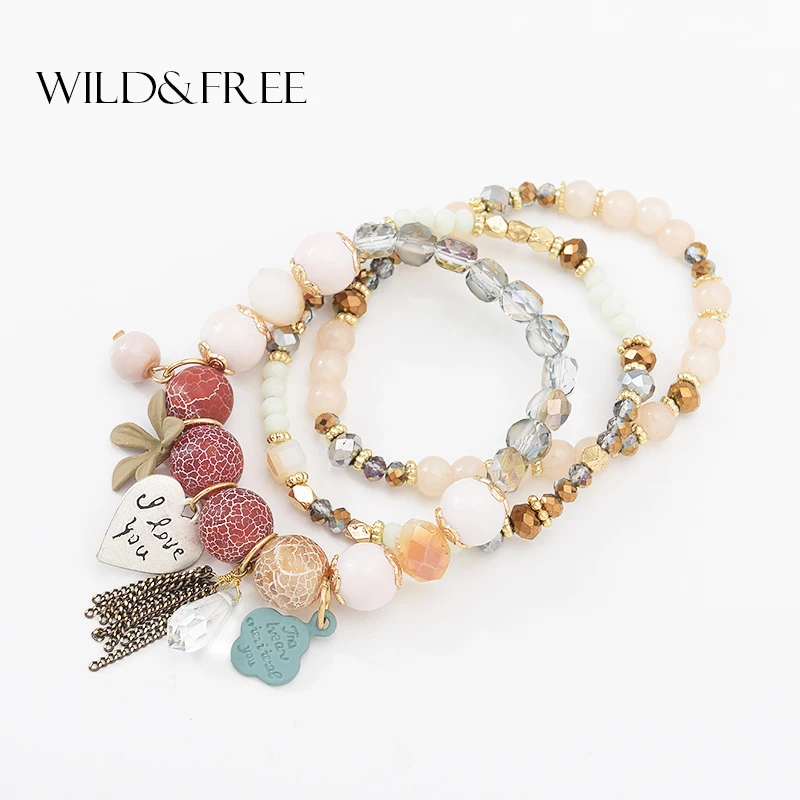 Женский браслет в стиле бохо Wild & Free модный этнический многослойный с большими