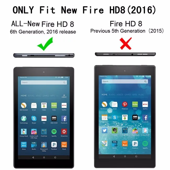Хит личи ультра тонкий чехол для Amazon Kindle Fire HD 8 HD8 2016 0 дюймов планшет Фолио