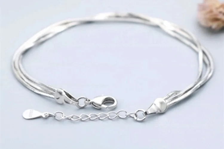 Bijoux дизайнер 925 пробы Серебряный Круглый многослойный браслет для женщин Мода для девушек S925 браслет-цепочка