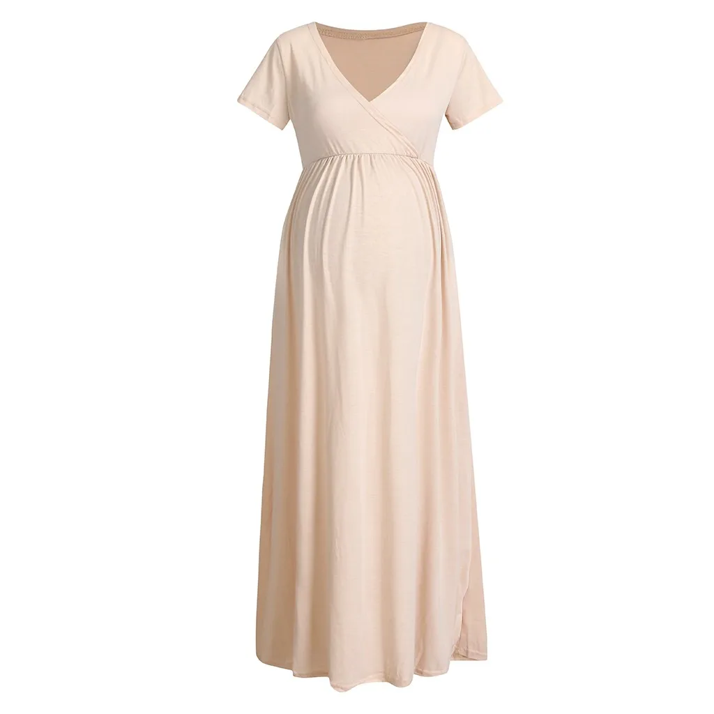 MUQGEW elegant dress for women Women's Pregnancy V Collar Short Sleeve Dress Maternity Lady's Sundress Clothes dames jurken#y2