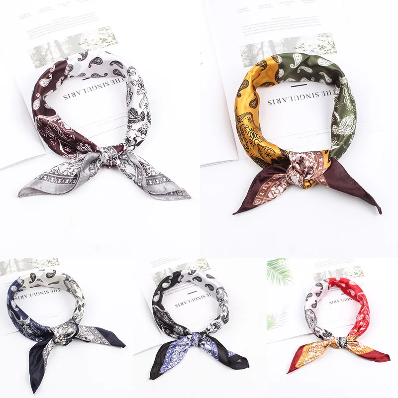 New Fashion Women Square Scarf Vintage Print Headband Handkerchief Hair Band Neckband |