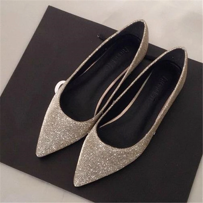 2016 г. весна лето осень стильная обувь на плоской подошве с острым носком размер 42