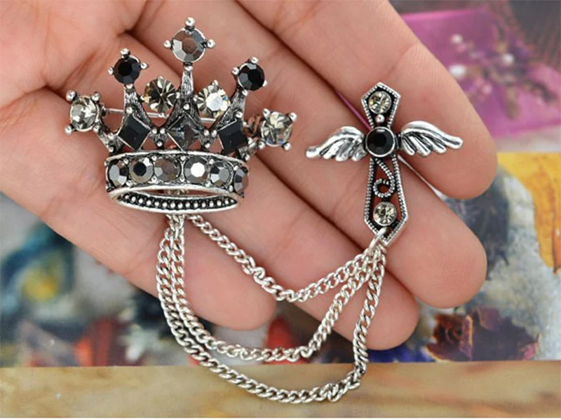 Brooches Male Business Suits Wedding Brooch Alloy Crown Lapel Pin Crosses Brand Popular Corsage Broches collar pins jewelry gift | Украшения