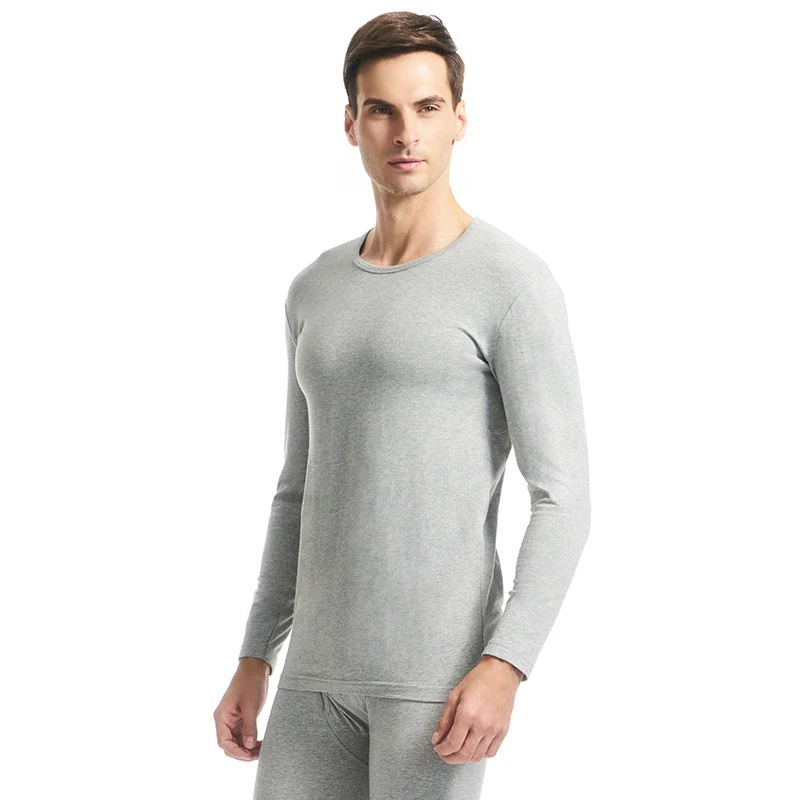 THREEGUN Lycra Нижнее белье Зимнее мужское теплое тепловое нижнее белье Пара Мужчины Длинные Джонс Установить Второй термальный женский - Цвет: Men Light gray