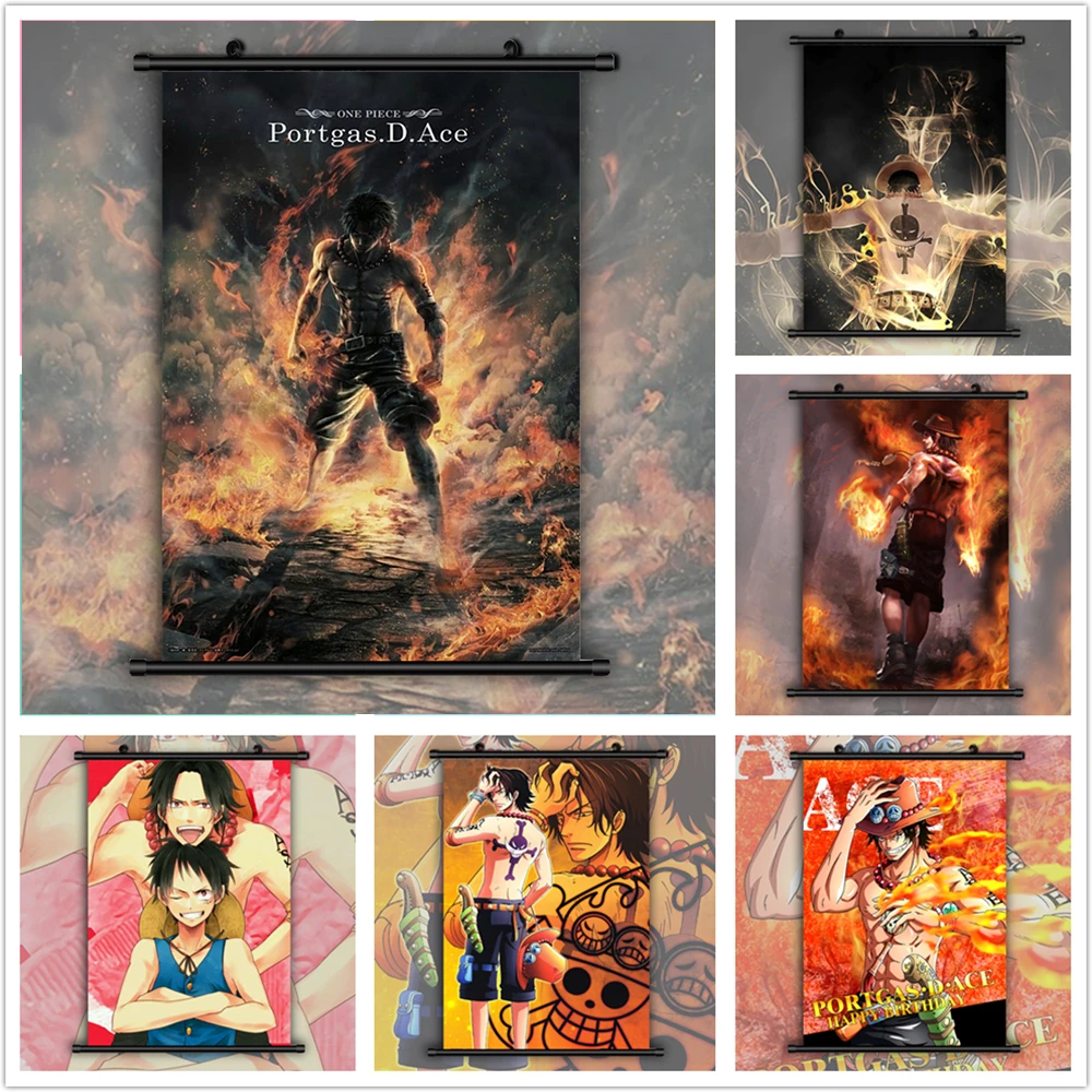 One piece Portgas D Ace Луффи Аниме Манга настенный плакат свиток