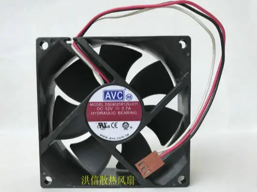 

Оригинальный AVC DS08025R12U DC12V 0.70A 80*80*25 мм трехпроводный высокоскоростной 5000 супер-ветряной вентилятор процессора