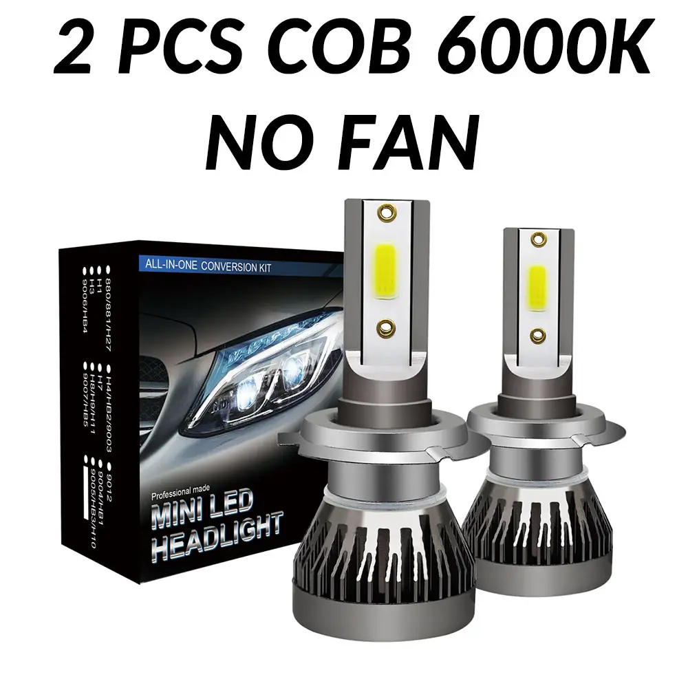 COB 72w 8000LM ASLENT 2 шт. мини фар автомобиля H7 яркий 6000K светодиодный лампы H1 H4 H7 H11 9005 9006 9012 авто фар 72W фары для 8000LM Противотуманные фары 12V - Испускаемый цвет: COB 72w 8000LM