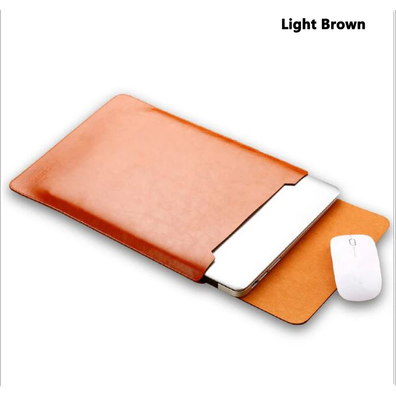 light brown Водонепроницаемый чехол для ноутбука 11,6 12 13,3 15 15,4 дюймов кожаная сумка для ноутбука чехол для macbook air pro 11 12 13 15 чехол SY001 - Цвет: light brown
