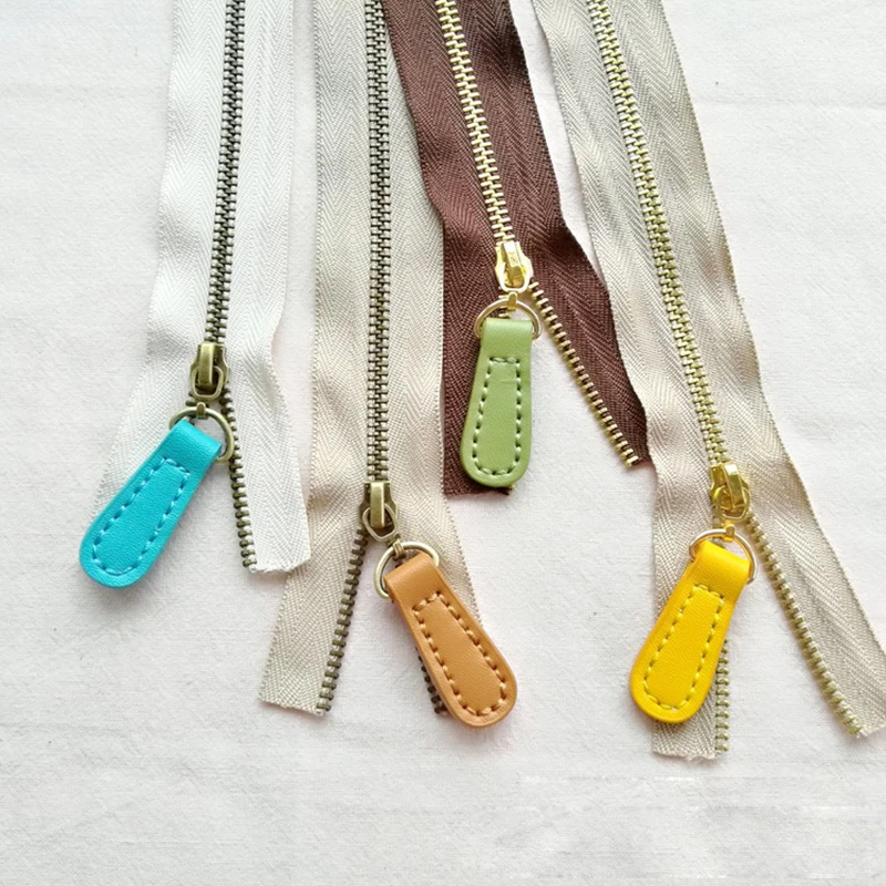 5 шт. в форме листа на молнии кожаные с подвеской слайдер замена для багажа сумки