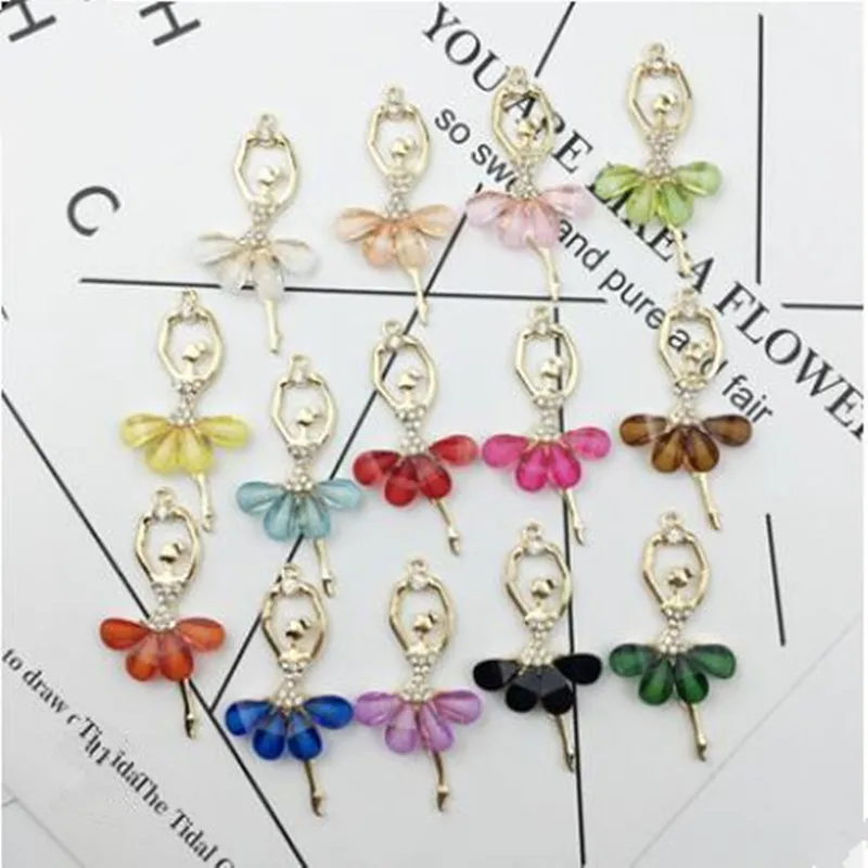 50PCS Разноцветные Подвески для балерины, балерины, подвески для самостоятельного изготовления ювелирных изделий, 20 шт./лот - Окраска металла: 50PCS