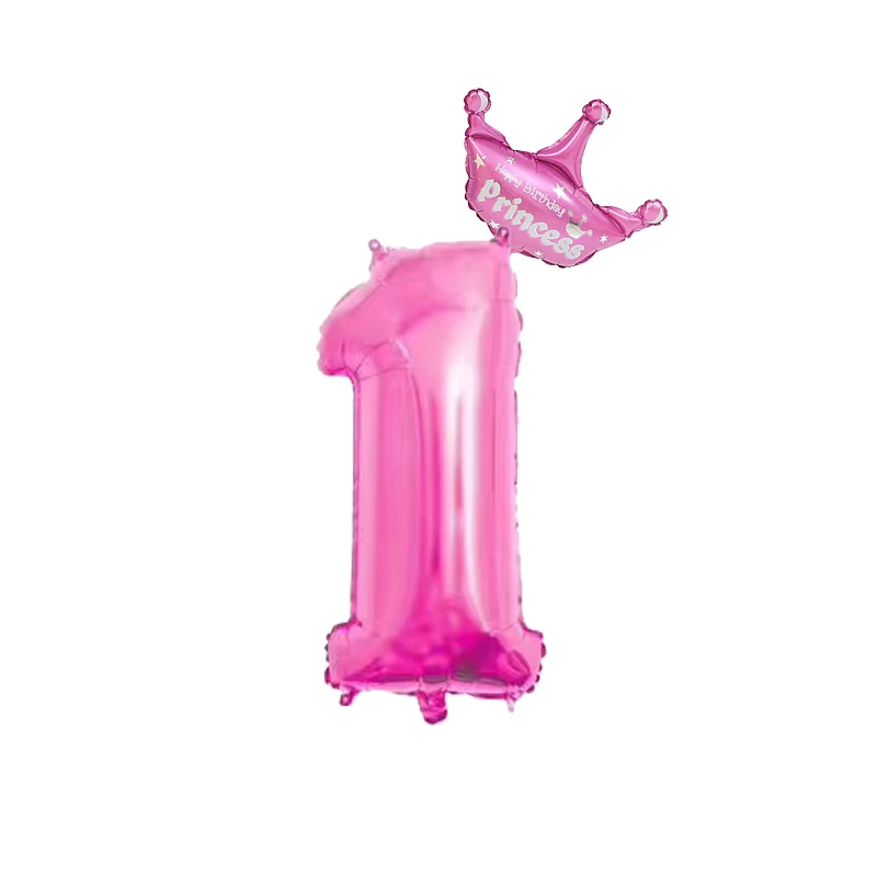 Pink Crown 1 2 шт. 32 дюйма розовый и голубой номер цифры фольги Воздушные шары 1 2 3 4 5 6 7 8 9 лет ребенок Мальчики Девочки День рождения корона фольги воздушный шар Декор - Цвет: Pink Crown 1