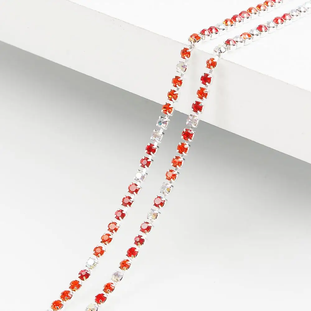2 0-3 0 мм Алмазная цепочка в виде когтей разноцветные AB Стразы серебряная для