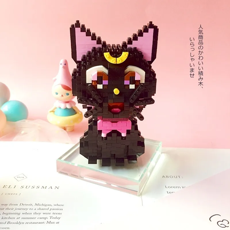 Мультяшная красивая девушка Sailormoon Луна Кошка маленькая частица строительный блок девушка взрослая головоломка игрушка студентка Аниме подарок украшение