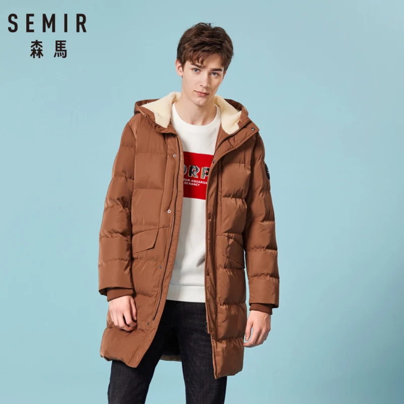 SEMIR Для мужчин стеганая пальто с капюшоном застежкой молнией и пуховое