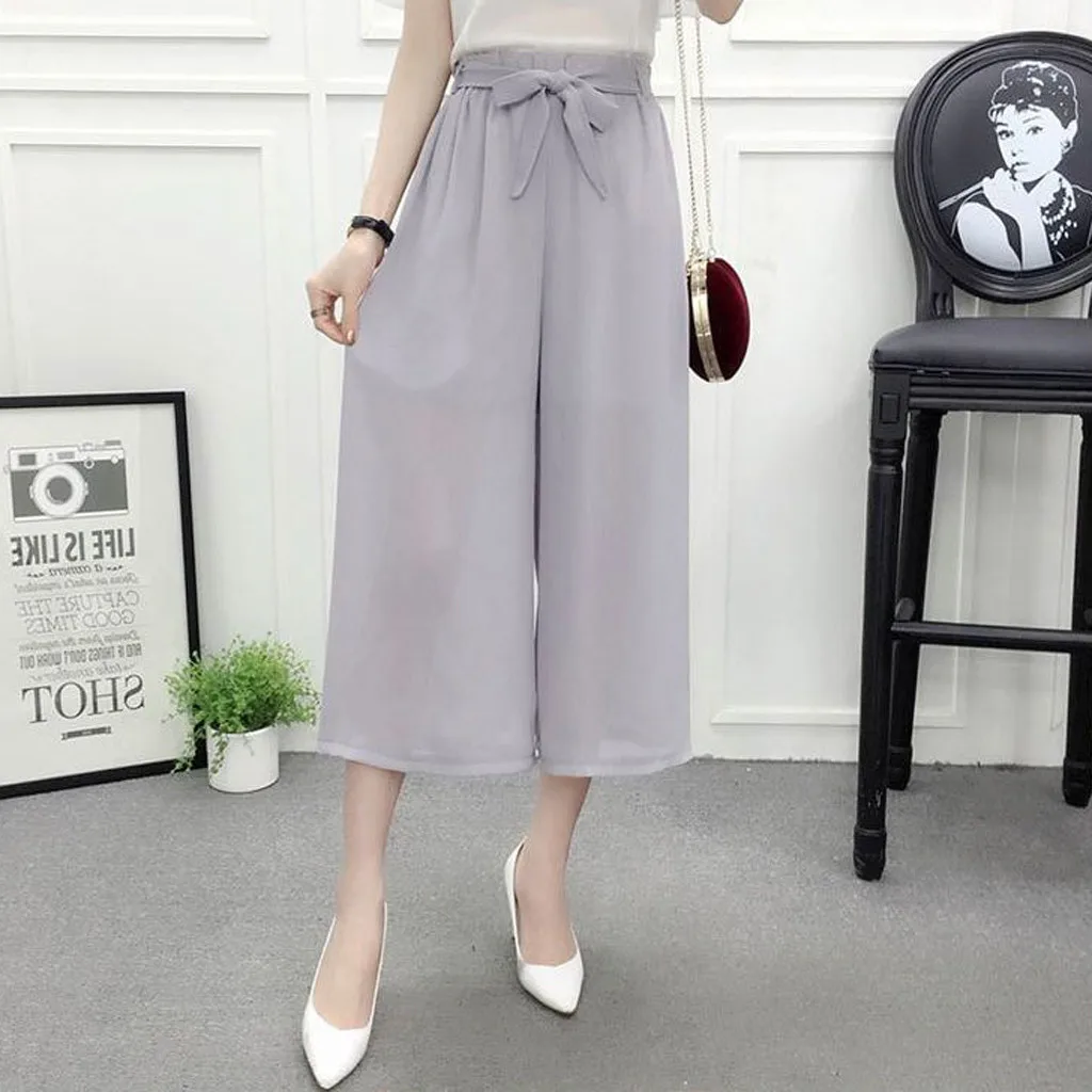 SAGACE повседневные шифоновые женские брюки свободные широкие с высокой талией