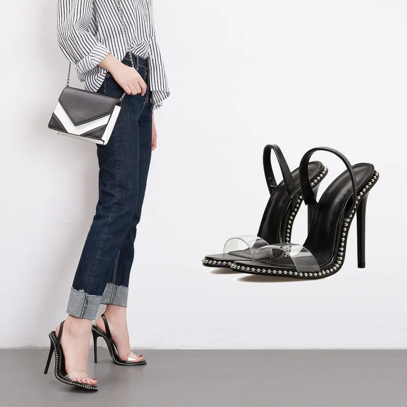 Новинка 2019 года роскошные босоножки на высоком каблуке с бусинами женские из