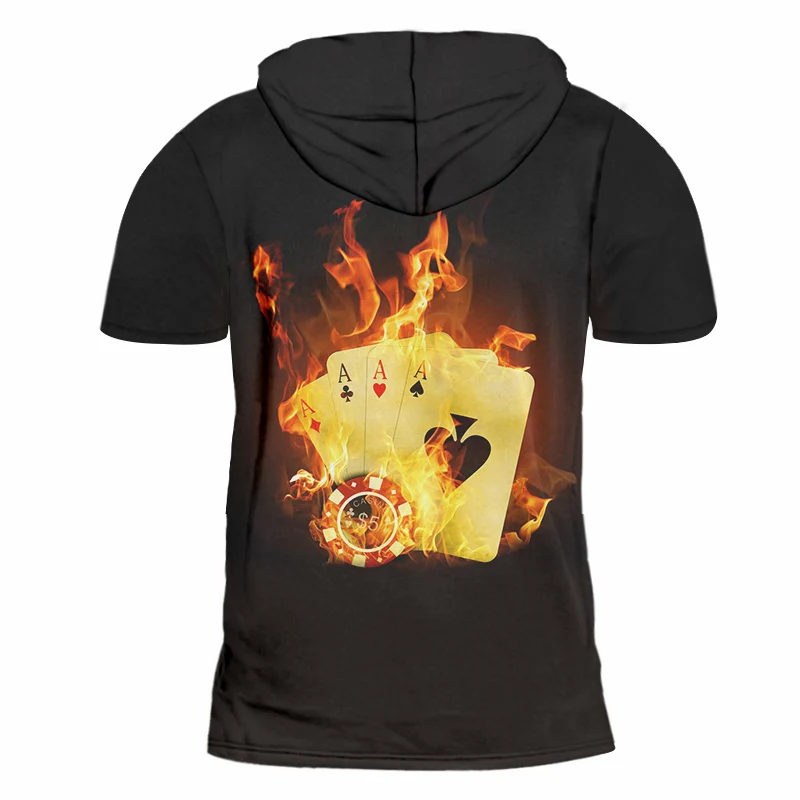 Футболка с капюшоном OGKB Man новые Забавные 3D футболки принтом пламени покера