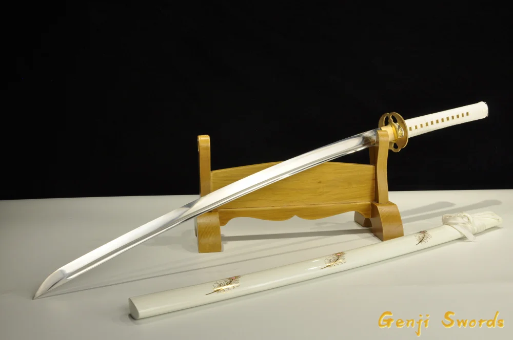 Japanese Samurai Sword 1060 high Carbon Steel Real Katana Sharp Edge Pure Brass Fitting Handmade Sageo Sheath