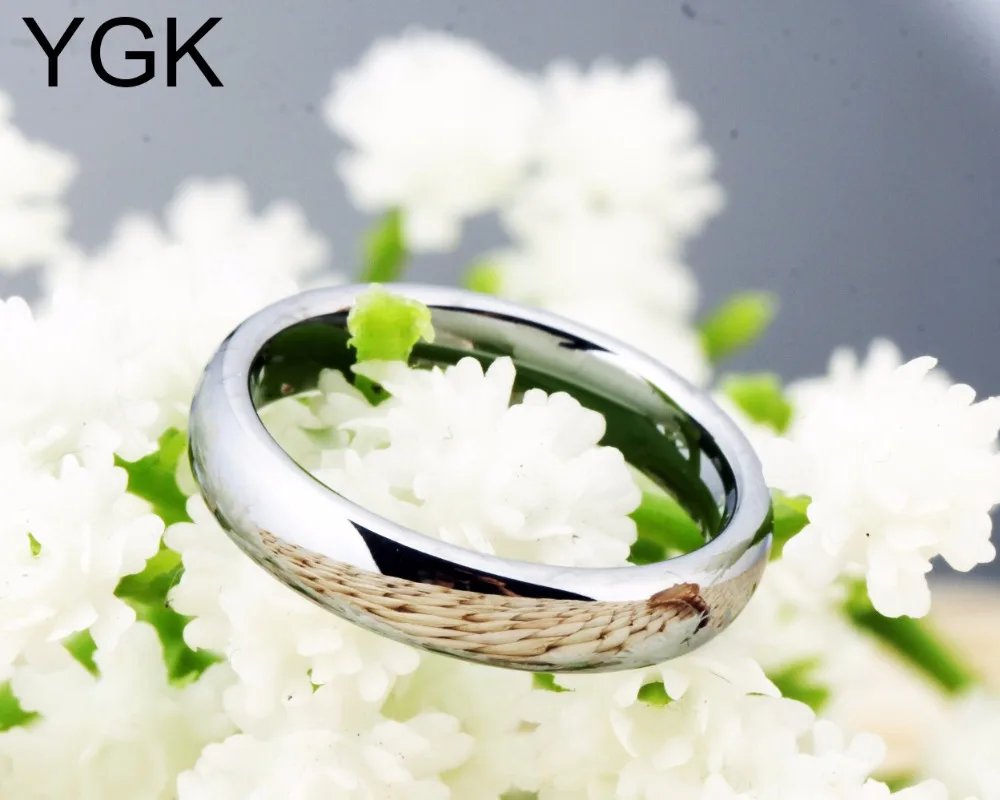 YGK ювелирные изделия 4 мм Ширина Серебряный цвет карбид вольфрама кольцо для