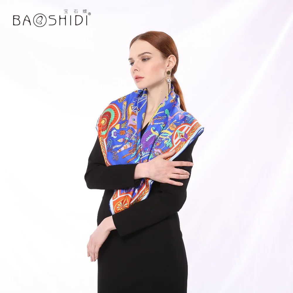 100% шелковый саржевый шарф квадратная шаль бесконечности женские шарфы с