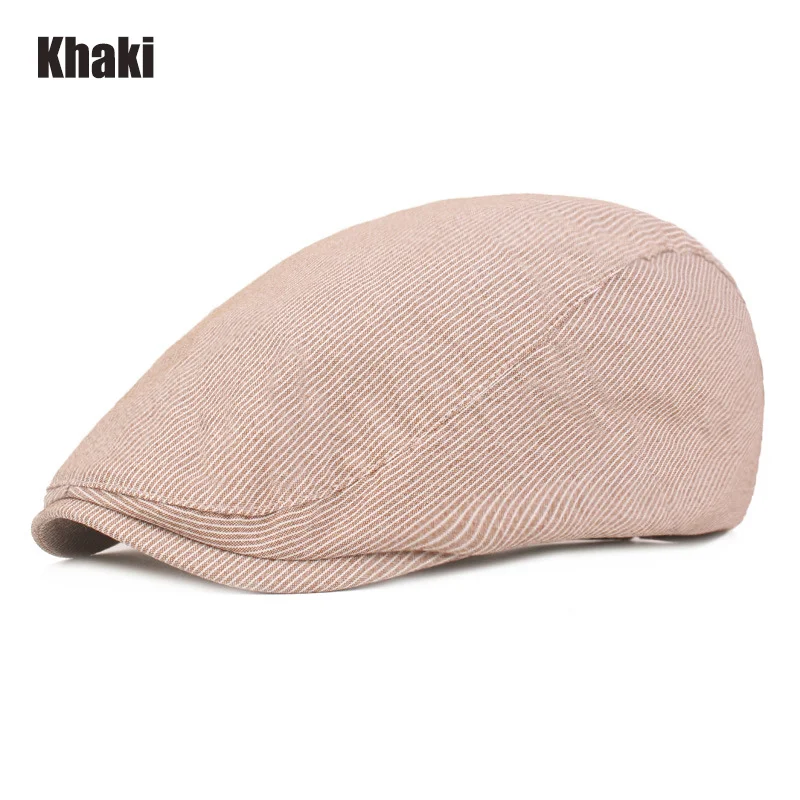 Khkai RoxCober, Летний Полосатый берет, хлопок, Гэтсби, Мужская кепка, плюща, для вождения, плоская, таксистка, мода, газетчик, кепка, Козырьки Шляпы, унисекс - Цвет: Khkai