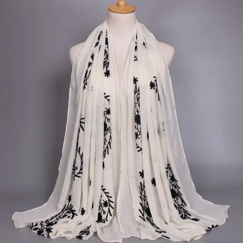 Новинка 2019 модный простой шарф с вышивкой цветочный из вискозы женские шали