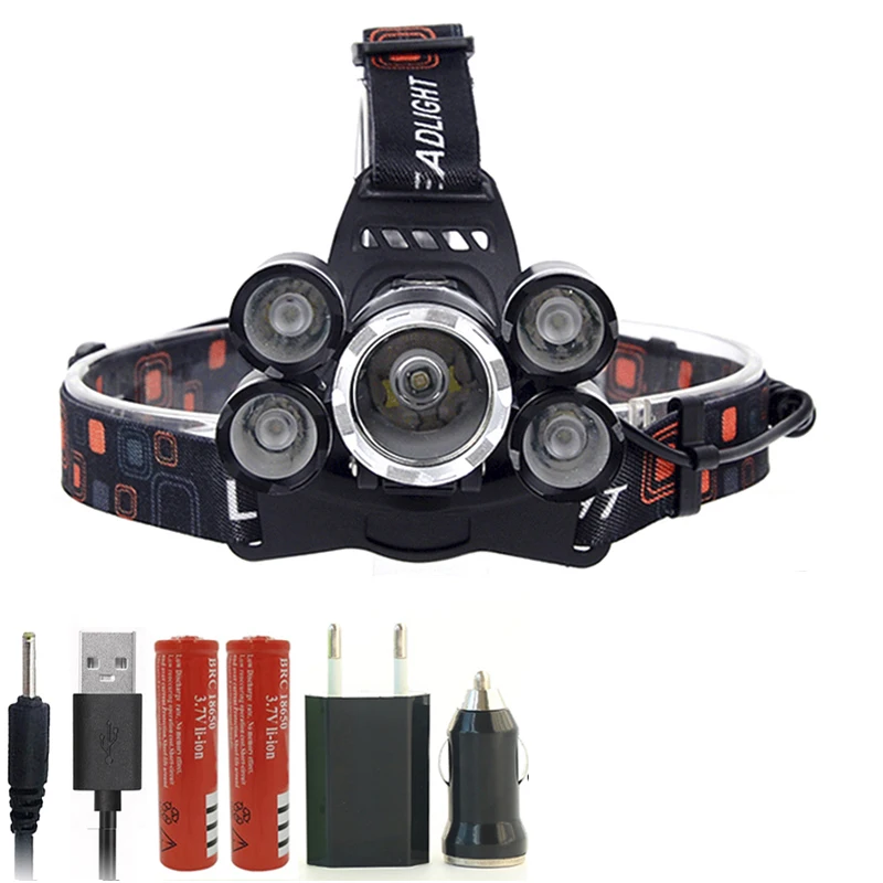 Зеленый Litwod Z20 высокомощный 5 светодиодный налобный фонарь 12000lm cree xml t6 светодиодный налобный фонарь 18650 перезаряжаемый фонарик Фонарь - Испускаемый цвет: Зеленый