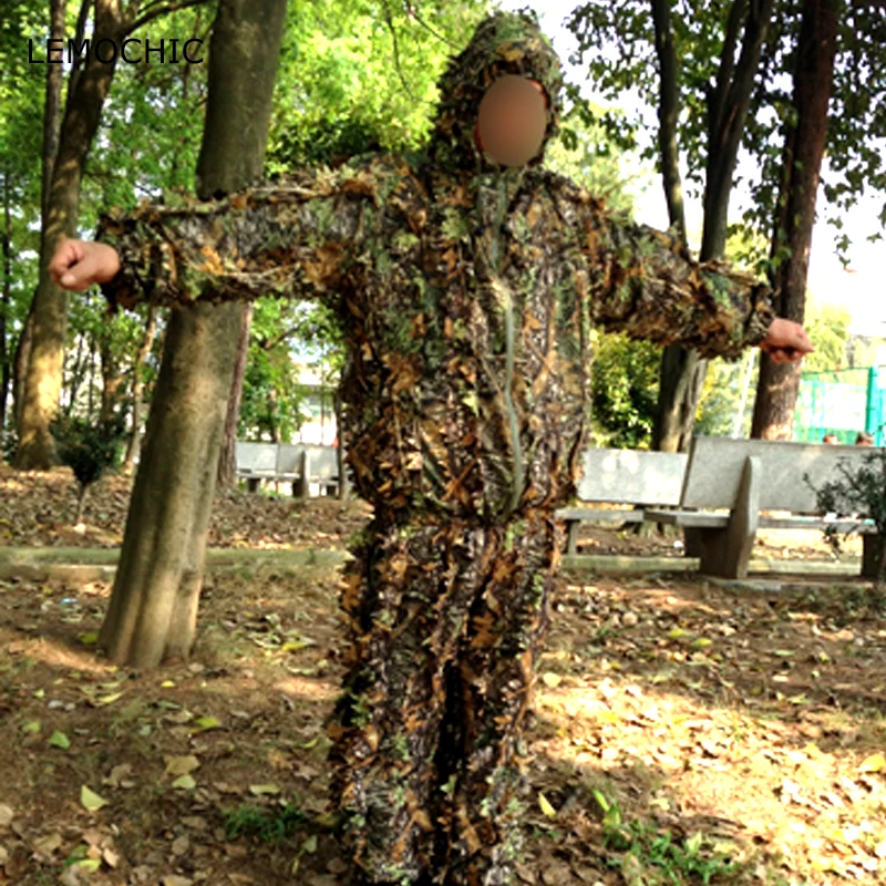 LEMOCHIC wader hunting airsoft sniper tactical birdwatching ghillie suit Professional 3D bionic tree Leaf woodland camouflage |