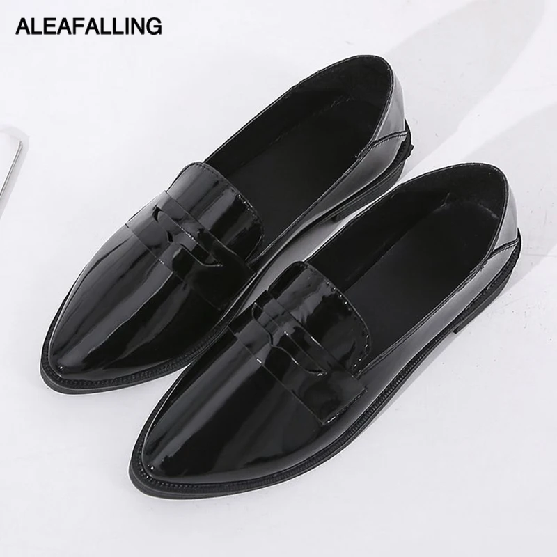 Aleafalling/Классическая Брендовая обувь Женские повседневные туфли-оксфорды черного