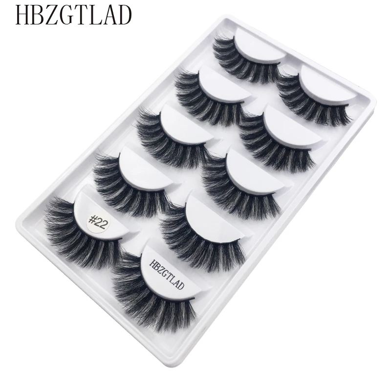 

5 pairs false eyelashes 3D mink lashes natural makeup eyelash extension long cross volume soft fake eye lashes winged faux cils