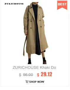 ZURICHOUSE Тренч женское длинное пальто с принтом граффити Модное новое осеннее пальто в стиле панк с заклепками и металлическим кольцом Женский Тренч
