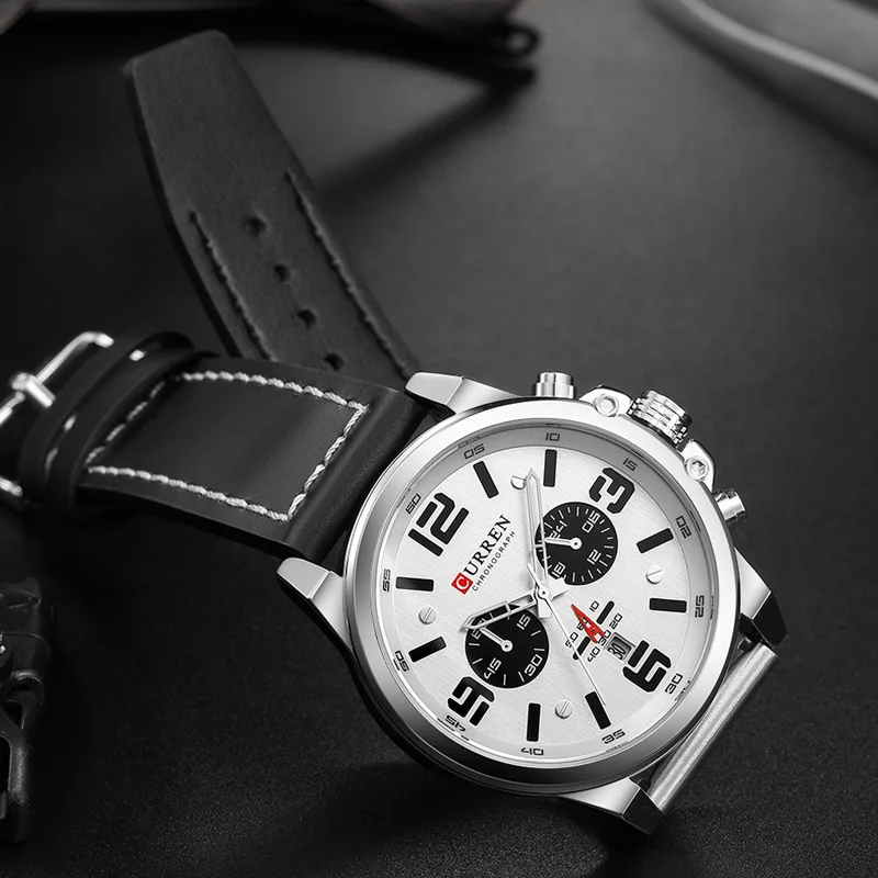 Часы наручные CURREN Мужские кварцевые аналоговые водонепроницаемые Модные в стиле