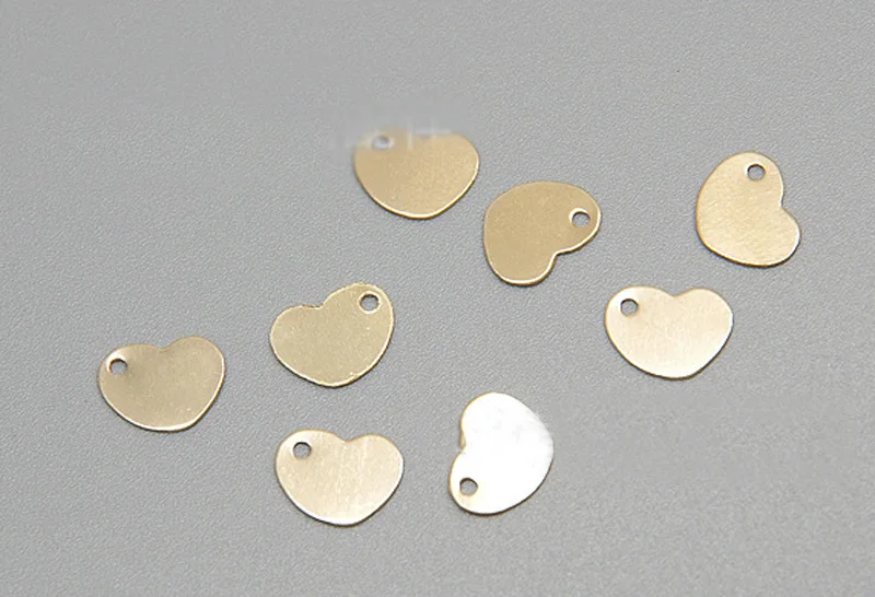 Золотые плоские гладкие маленькие подвески в форме сердца не выцветают 8 5*6 6 мм 5