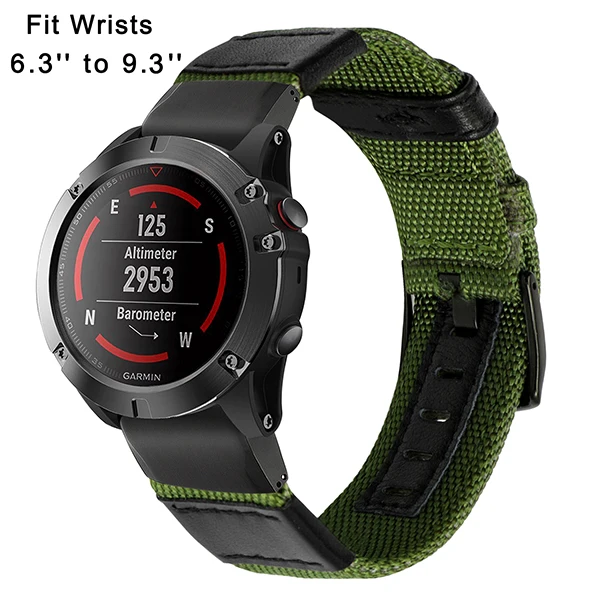 26 мм из натурального нейлона+ кожаный ремешок для часов Garmin Fenix 5X/3/3HR Quick Easy Fit ремешок для часов застежка из нержавеющей стали ремешок