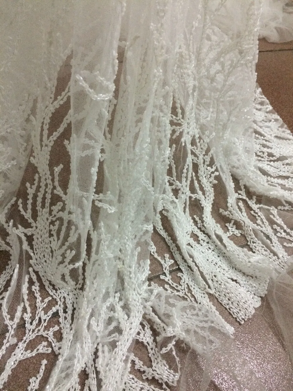 fashionable tulle embroidery french net lace fabric Cyndi-8846 with beads for party dress | Дом и сад