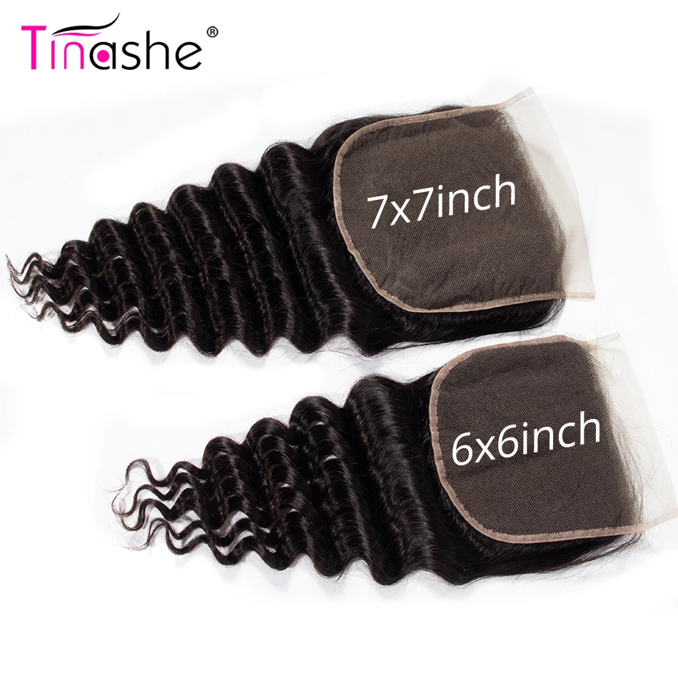 Волосы Tinashe 7x7 кружевные застежки с застежкой свободные глубокие волнистые пучки