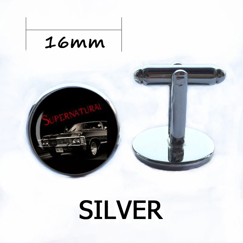 cufflink 16mm Сверхъестественное Impala Сверхъестественное дороги до сих пор Дин Винчестер автомобиля ожерелье SAM кабошоны разрисованные изделия из стекла Цепочки и ожерелья HZ1 - Окраска металла: cufflink 16mm