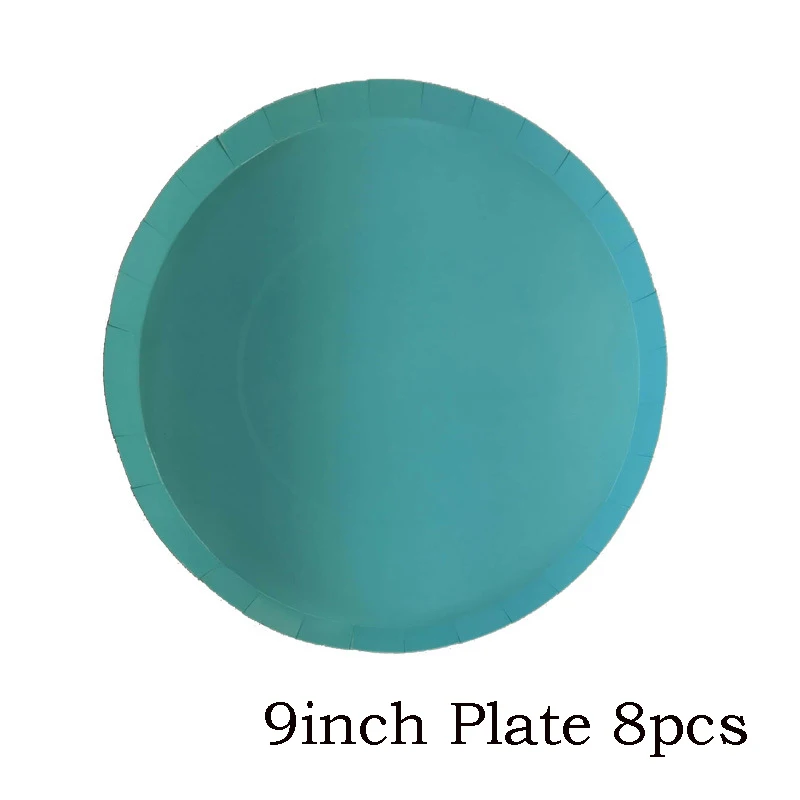 9inch plate blue 8 шт. одноразовая посуда, одноцветные бумажные тарелки для вечеринки, тарелка для торта, свадебные украшения для дня рождения - Цвет: 9inch plate blue