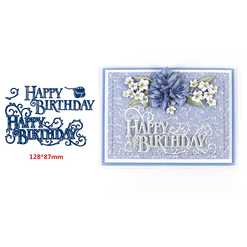 Happy Birthday Ламинированные слово настроения металлические трафареты для пресс-формы для DIY бумажные карточки для скрапбукинга ремесленничество Декоративные умирает - Цвет: Happy Birthday