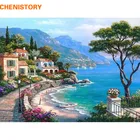 CHENISTORY Средиземное море пейзаж DIY Набор для рисования по номерам Краска на холсте с деревянной рамкой для дома Декор на стену подарок