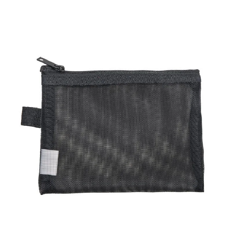 

Nylon Travel Cosmetic Bags Mesh Storage Bags Black Zipper Pouch, 3 Sizes
