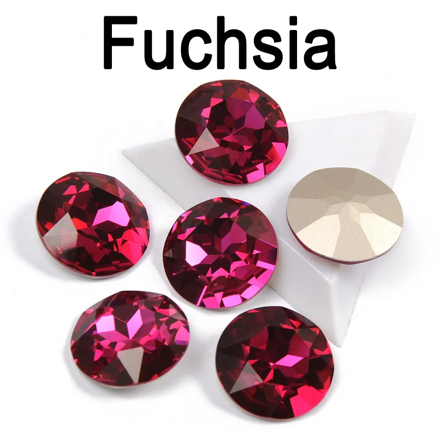 Fuchsia Красочные цвета 27 мм Блестящий Кристалл пришить стразы с когтями камни круглые стеклянные стразы Diy сумки одежда - Цвет: Fuchsia