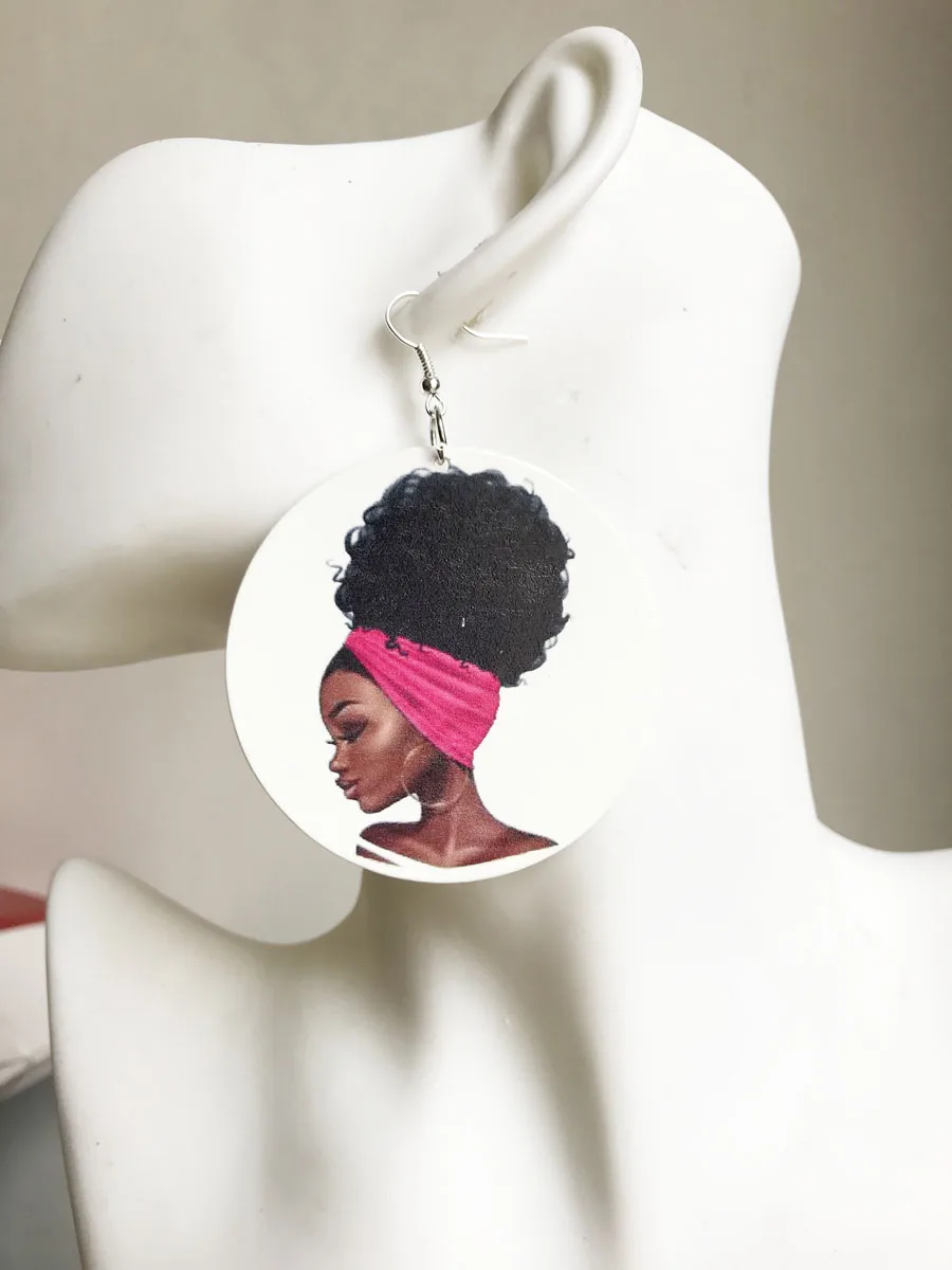 Бесплатная доставка! Афро черный цвет 6 см черные женские деревянные серьги |