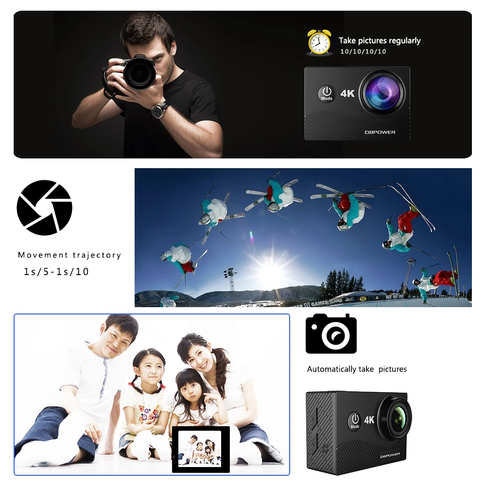 Dbpower Q8 4 К действие Камера 2.0 дюймов с Wi Fi HD К/30FPS Go Водонепроницаемый подводный