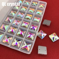 qlcrystal popular ab square sew on rhinestones glass crystal 81012141622mm flatback sew on stone beads dress craft supplies