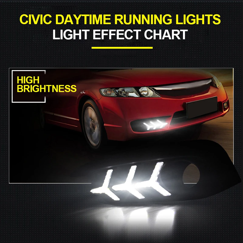 ROADOT автомобиль drl led для Honda Civci 10th 2016 2017 2018 дневные ходовые огни с отверстием