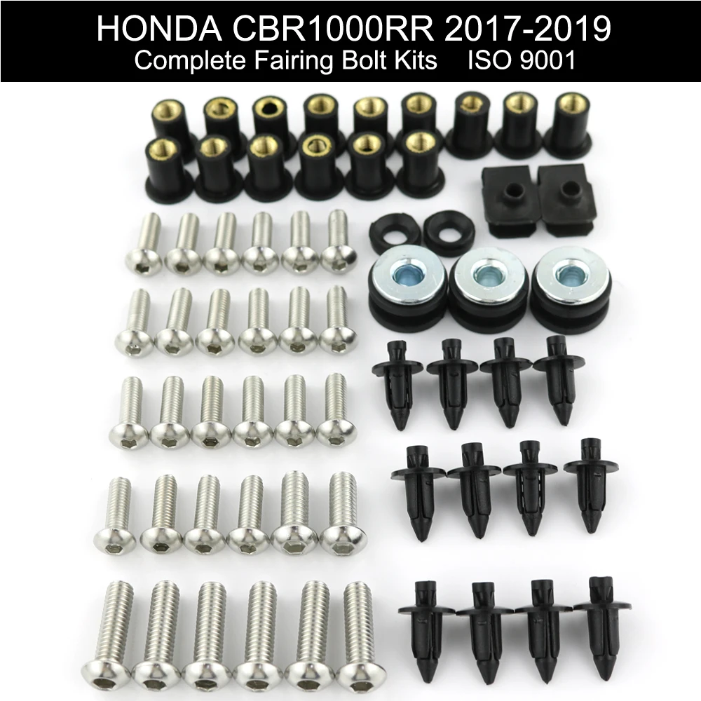 Juego completo de pernos de carenado de acero inoxidable para motocicleta Honda, Kit completo de pernos de cubierta, compatible con CBR1000RR, CBR 1000RR, 2017, 2018 y 2019