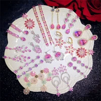 drop earrings for women s925 sterling needles pink cubic zirconia trendy fine jewelry temperament long dangle brincos