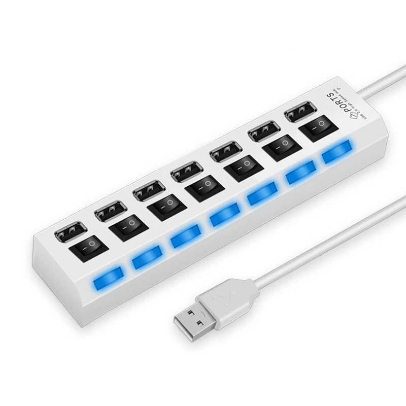 7 порт Micro USB 2,0 концентратор высокой Скорость 480 Мбит/с USB разветвитель с включения/выключения usb Hub 2,0 для ПК Компьютерные аксессуары USB hub