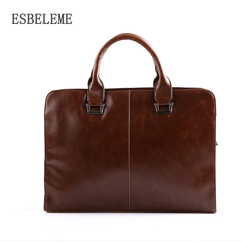 2019 Бренды Мужская Искусственная кожа большой бизнес портфель для мужчин 14 inch